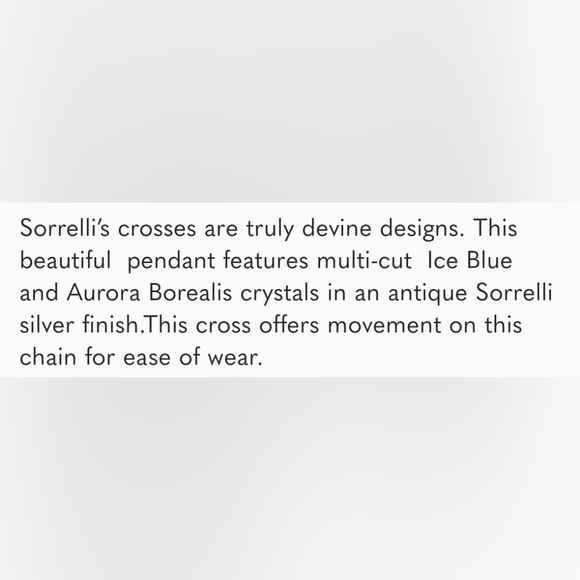 Sorrelli Glacier Blue Crystal Cross Necklace with antique silver finish - Picture 12 of 12